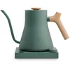 Image de Bouilloire électrique à col de cygne Fellow Stagg EKG Pro - Café et thé à verser, chauffage rapide, contrôle précis de la température, EU Vert fumé avec manche en érable