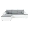 Image de Canapé dangle réversible convertible 3 places+Coffre - Simili blanc et tissu gris - CELINA - L 274 x P 184 cm - Fabriqué en