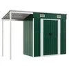 Image de Abri de Jardin cabane cabanon Maison de Stockage Remise extérieur Hangar Outils Robuste avec Toit prolongé 277 x 110,5 x 181 cm Acier Vert 02_0022221