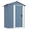 Image de Abri de Jardin cabane cabanon Maison de Stockage Remise extérieur Hangar Outils Robuste 126 x 97,5 x 177 cm Acier galvanisé Gris 02_0022229
