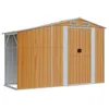 Image de Abri de Jardin cabane cabanon Maison de Stockage Remise extérieur Hangar Outils Robuste 277 x 93 x 179 cm Acier galvanisé Marron 02_0022286