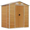 Image de Abri de Jardin cabane cabanon Maison de Stockage Remise extérieur Hangar Outils Robuste Clair 191 x 130 x 198 cm Acier galvanisé Marron 02_0022288