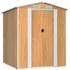 Image de Abri de Jardin cabane cabanon Maison de Stockage Remise extérieur Hangar Outils Robuste Clair 192 x 191 x 223 cm Acier galvanisé Marron 02_0022302