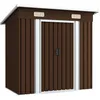 Image de Abri de Jardin cabane cabanon Maison de Stockage Remise extérieur Hangar Outils Robuste 194 x 121 x 181 cm Acier Marron 02_0022385