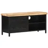 Image de Helloshop26 Meuble TV multimédia étagère télévision Buffet téléviseur Salle à Manger Salon Chambre 90 x 30 x 41 cm Bois de manguier Brut Noir 02_0026339