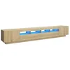 Image de Helloshop26 Meuble TV multimédia étagère télévision Buffet téléviseur Salle à Manger Salon Chambre avec lumières LED chêne Sonoma 260 x 35 x 40 cm Brun 02_0026774