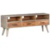Image de Helloshop26 Meuble TV multimédia étagère télévision Buffet téléviseur Salle à Manger Salon Chambre 130 x 35 x 51 cm Bois Massif de manguier Brut Gris 02_0025895