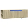 Image de Helloshop26 Meuble TV multimédia étagère télévision Buffet téléviseur Salle à Manger Salon Chambre Mural avec lumières LED chêne Sonoma 135 x 31 x 39,5 cm Brun 02_0028008