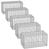 Image de Lot de 5 gabions pour pierre cage en métal panier à pierre maille 5 x 10 cm galvanisé mur paterre décoration de jardin 100 x 50 x 30 cm gris 12_0005965