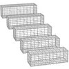 Image de Lot de 5 gabions pour pierre cage en métal panier à pierre maille 5 x 10 cm galvanisé mur paterre décoration de jardin 100 x 50 x 30 cm gris 12_0005966