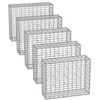 Image de Lot de 5 gabions pour pierre cage en métal panier à pierre maille 5 x 10 cm galvanisé mur paterre décoration de jardin 100 x 50 x 30 cm gris 12_0005967