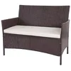 Image de DECOSHOP26 Banc de Jardin Banquette en polyrotin Marron chiné avec Coussin crème MDJ04136