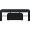 Image de Helloshop26 Meuble TV avec éclairage LED Multicolore Banc Support Design avec étagères de Verre et tiroir Panneaux de Particules mélaminés 130 x 35 x 45 cm Noir 03_0005860