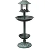 Image de Baignoire mangeoire fontaine bain d'oiseaux verte avec lampe solaire 39x39x97 cm DEC020796