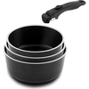 Image de Cuisinox - 3 Casseroles induction + 1 poignée Arom noires - D. 16/18/20 cm OS