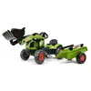 Image de Tractopelle Claas - FALK -Volant directionnel et remorque - Vert - 100% Fabriqué en France - 70% de plastique recyclé - Dès 2 ans