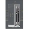 Image de Parker Sonnet Duo coffret-cadeau avec stylo bille et stylo roller | finition noire laquée avec attributs chromés | recharge et cartouche d’encre noire | coffret-cadeau