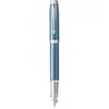 Image de Parker IM stylo plume | Bleu gris Premium avec attributs chromés | Pointe moyenne avec cartouche d’encre bleue | Coffret cadeau