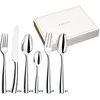 Image de COUZON - Ménagère 50 couverts de table en coffre bois pour 12 personnes - Silhouette - Acier inoxydable 18/10, Finition Miroir, Epaisseur Forgé - Inox
