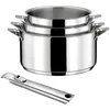 Image de CUISINOX - Eclipse - Lot de 3 casseroles tout inox 16/18/2 cm (1.5L, 2L, 3L) et poignée inox - Fond encapsulé - Compatible tous feux dont induction - Acier Inoxydable 18/1 - Finition miroir