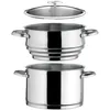 Image de CUISINOX - Elysée - Faitout tout inox 24 cm avec couvercle et cuit vapeur universel - 5 L - Fond encapsulé - Compatible tous feux dont induction - Acier Inox 18/1 - Finition miroir - Poignée Fixe