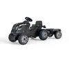 Image de Tracteur à pédales Farmer XL + Remorque - SMOBY - Noir - 90% Plastique recyclé- Siège ajustable - Capot ouvrant - Volant avec