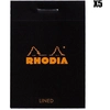 Image de Rhodia - 5 Blocs agrafés n°10 80 feuillets lignés noirs - 5.2x7.5 cm OS
