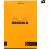 Image de Rhodia - 3 Blocs agrafés n°12 70 feuillets lignés oranges - 8.5x12 cm OS
