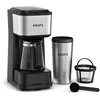 Image de Krups Cafetière Simply Brew 3 en 1 3 options d'infusion Café américain Carafe verre résistant Tasse voyage acier inoxydable double paroi KM207D