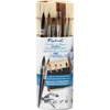 Image de Assortiment de 6 pinceaux aquarelle de voyage - Pincelier en bambou