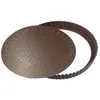 Image de Moule à tarte - GOBEL - Tourtière cannelée perforée - Ø28cm - Fond mobile - Anti-adhérent - Hauteur 28mm - Marron
