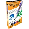 Image de BIC Velleda 1751 ECOlutions Feutres pour Tableau Blanc Effaçables à Sec à Pointe Moyenne Biseautée - Couleurs Assorties, Etui Carton de 4