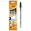 Image de BIC Cristal Original Stylos-Bille Pointe Moyenne (1,0 mm) - Noir, Pochette de 4