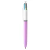 Image de BIC - 1 Stylo 4 couleurs classiques - Corps Rose Métalisé - Pointe Moyenne : 1 mm