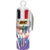 Image de BIC 4 Couleurs Stylos-Bille Rétractables Pointes Moyennes Collectionneur (1,0 mm) - Corps Rond - Pot à Stylos de 6 - Encres Assorties