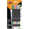 Image de BIC Intensity Stylo Feutre d'écriture Pointe Fine et Corps Noir Verni - Couleurs assorties pastel, Blister de 6