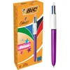 Image de BIC 4 Couleurs Shine Stylos-Bille Rétractables Pointe Moyenne (1,0 mm) - Corps Violet Métallisé, Boîte de 12