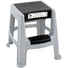 Image de Tabouret marchepied - EDA PLASTIQUE - 2 marches avec coffre de rangement - Gris perle - Marche noir