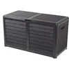 Image de Coffre de jardin - EDA - BAYA - 420 L - Décor imitation bois - Utilisation Intérieure / Extérieure - avec Poignées - Gris Anthracite