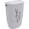 Image de Coffre à linge Flora 40 L - Gris béton et Blanc cérusé - 40 x 30 x 57 cm - EDA PLASTIQUE