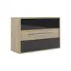Image de Commode 3 tiroirs AVEIRO coloris ch ne pavia/noir brillant