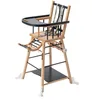 Image de Chaise Haute Bébé Traditionnelle Transformable Barreaux sans Tablette Amovible Marcel, Bicolore Gris Anthracite