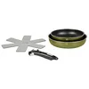Image de Sitram 715709 Lot de 2 poêles Aluminium Recyclé Ø 24 et 28 cm colori Vert Metallisé Revêtement intérieur anti-adhésif sans PFOA + manche amovible + 1 feutrine - Tous feux dont induction