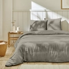 Image de Home Collection - Parure housse de couette 100% Gaze de Coton gris galet 260x240 cm