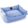 Image de Martin Sellier - Corbeille Bleue avec Coussin Amovible pour Chien Domino 60 X 45 X 23 Cm - Matière : Polyester - Couleur : Gris/Rouge/Bleu