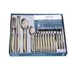 Image de Laguiole Production - Ménagère 24 pièces - Set de couverts de table acier inox et ABS pour 6 personnes - Présentation coffret cadeau - Couleur nacre ivoire