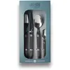 Image de Laguiole Héritage - Ménagère 16 pièces design Acidulé, Noir carbone, Acier Inox et ABS, Couverts de table pour 4 Personnes, Présentation Coffret Cadeau