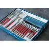 Image de Laguiole Production - Ménagère 24 pièces - Set de Couverts de Table Acier INOX et ABS pour 6 Personnes - Présentation Coffret Cadeau - Couleur nacré Rouge