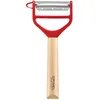 Image de Opinel - Eplucheur T-DUO - Manche en Bois de Hêtre - Double Lame Inox - Epluche-Légumes, Préparation de Juliennes - Idéal pour Droitiers et Gauchers - Rouge