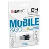 Image de EMTEC, ECMMD8GT203, Clé USB 2 en 1 OTG Dual, 64 Go, transfert rapide jusqu'à 100 MB/s, connecteurs USB-A et micro-USB, compatible avec smartphones et tablettes - 64 Go, Noir